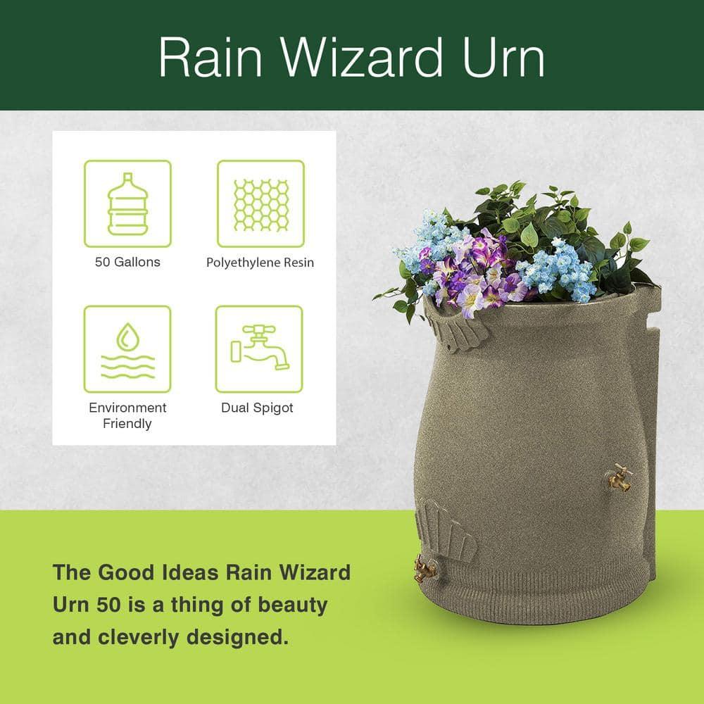 Good Ideas Good Ideas 50 Gallons Plastic Drainable Dual Overflow Planter Rain Barrel