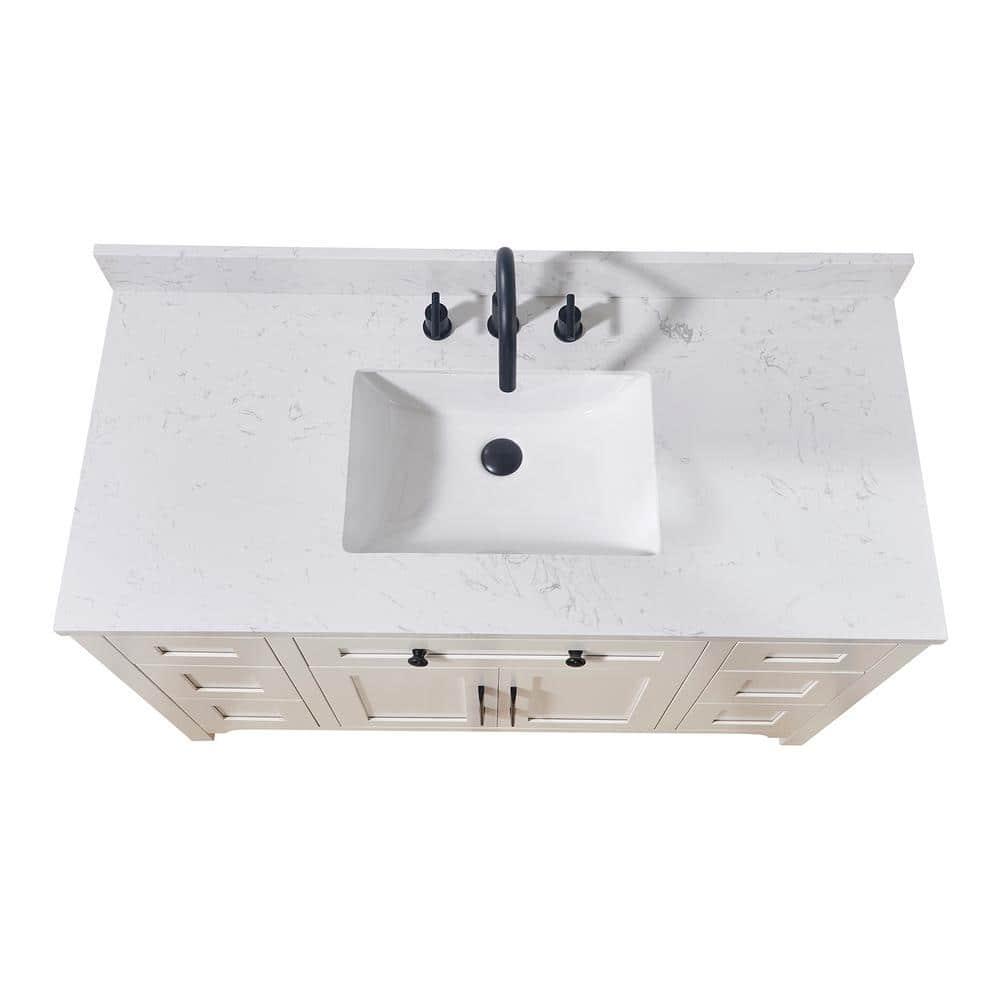 Altair 49" Single Bathroom Vanity Top in Aosta White with Sink