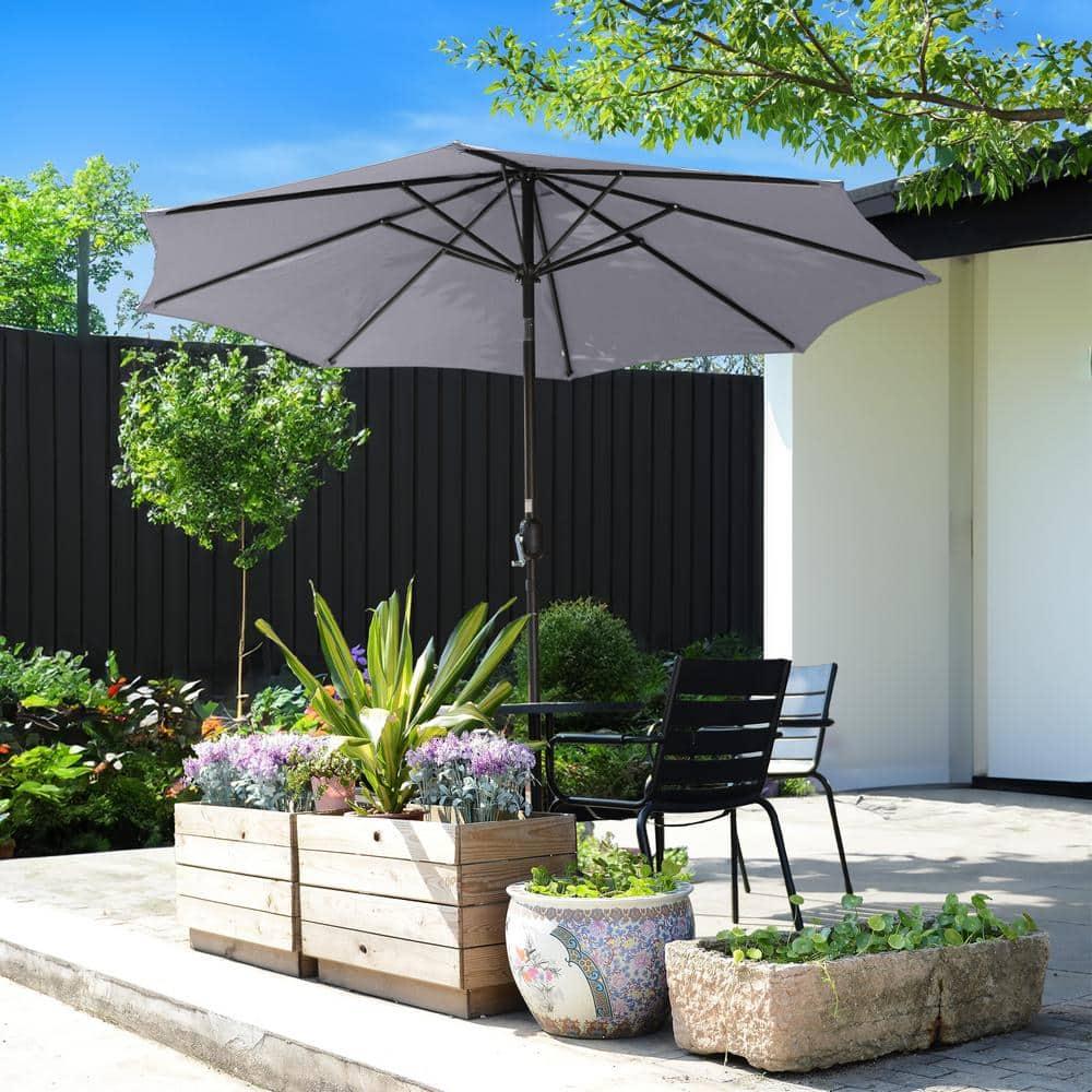 Villacera 9FT Outdoor Patio Umbrella Shade with Auto Tilt, Gray