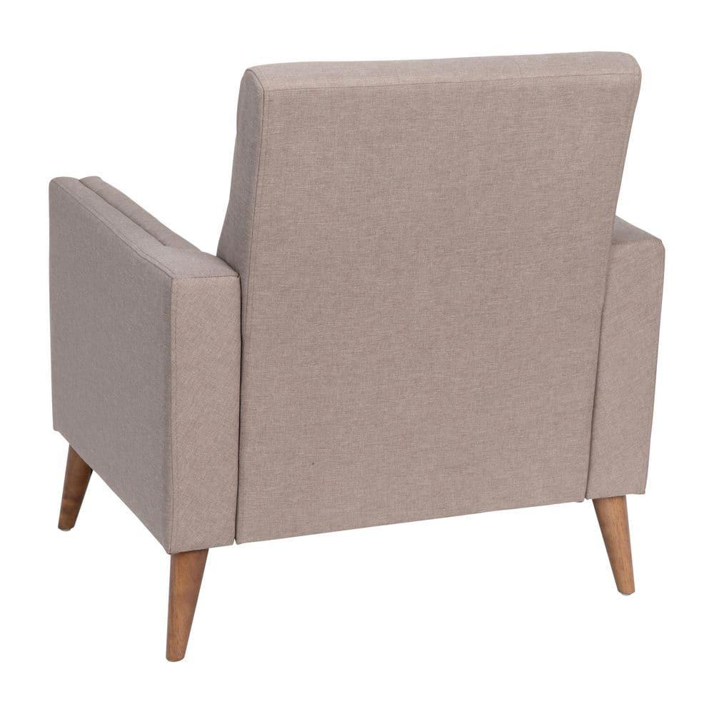 Taylor & Logan Cormac Armchair Taupe: Linen Upholstery, French Seam, Extended Seat, Wood Frame