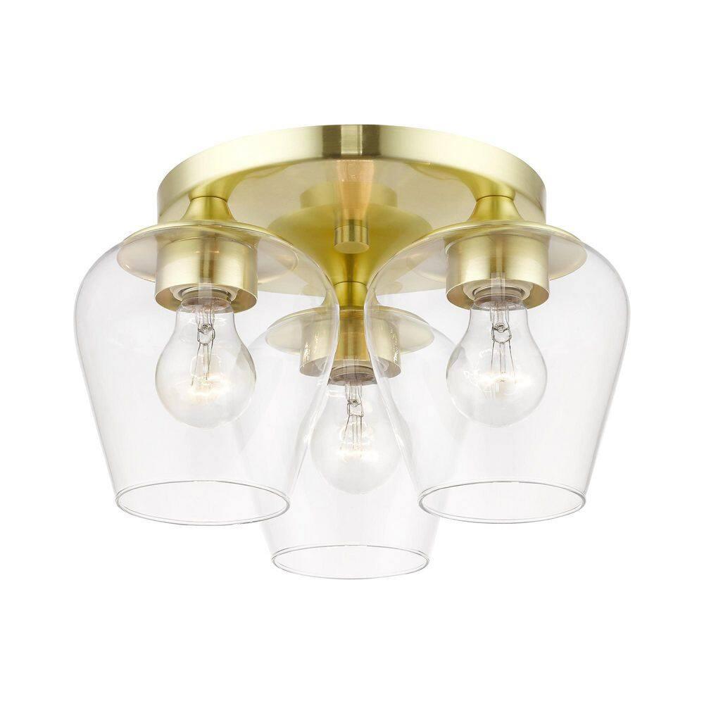 Livex Lighting Willow 3 - Light Flush Mount in Satin Brass