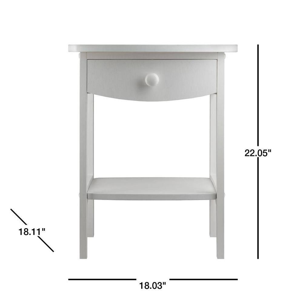Claire Accent Table White - Winsome: Wood Composite Nightstand with Drawer & Shelf, Spot Clean