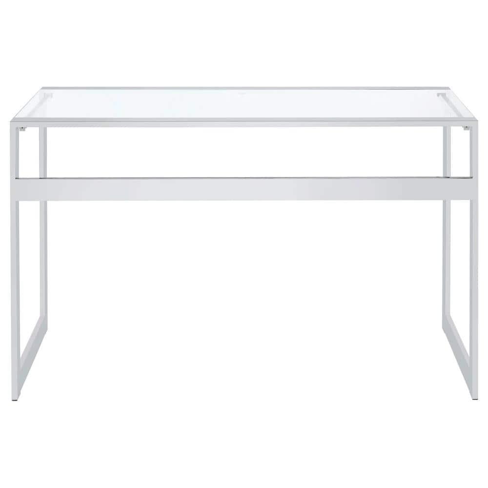 Hartford Minimal Glass Top Writing Desk Chrome - Coaster