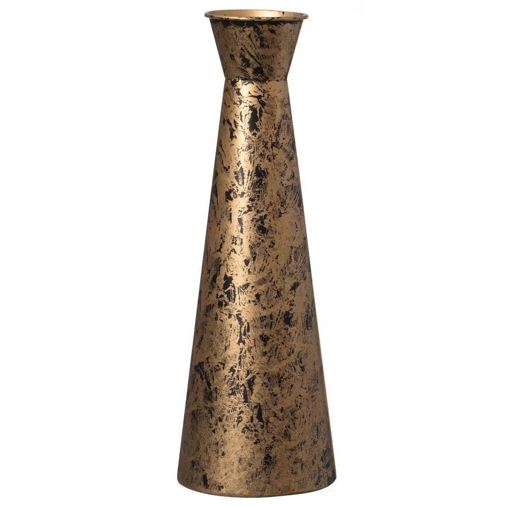 Brushed Paint Unique Straight Design Metal Decorative Floor Vase Flower Holder for Entryway, Living Room, or Dining