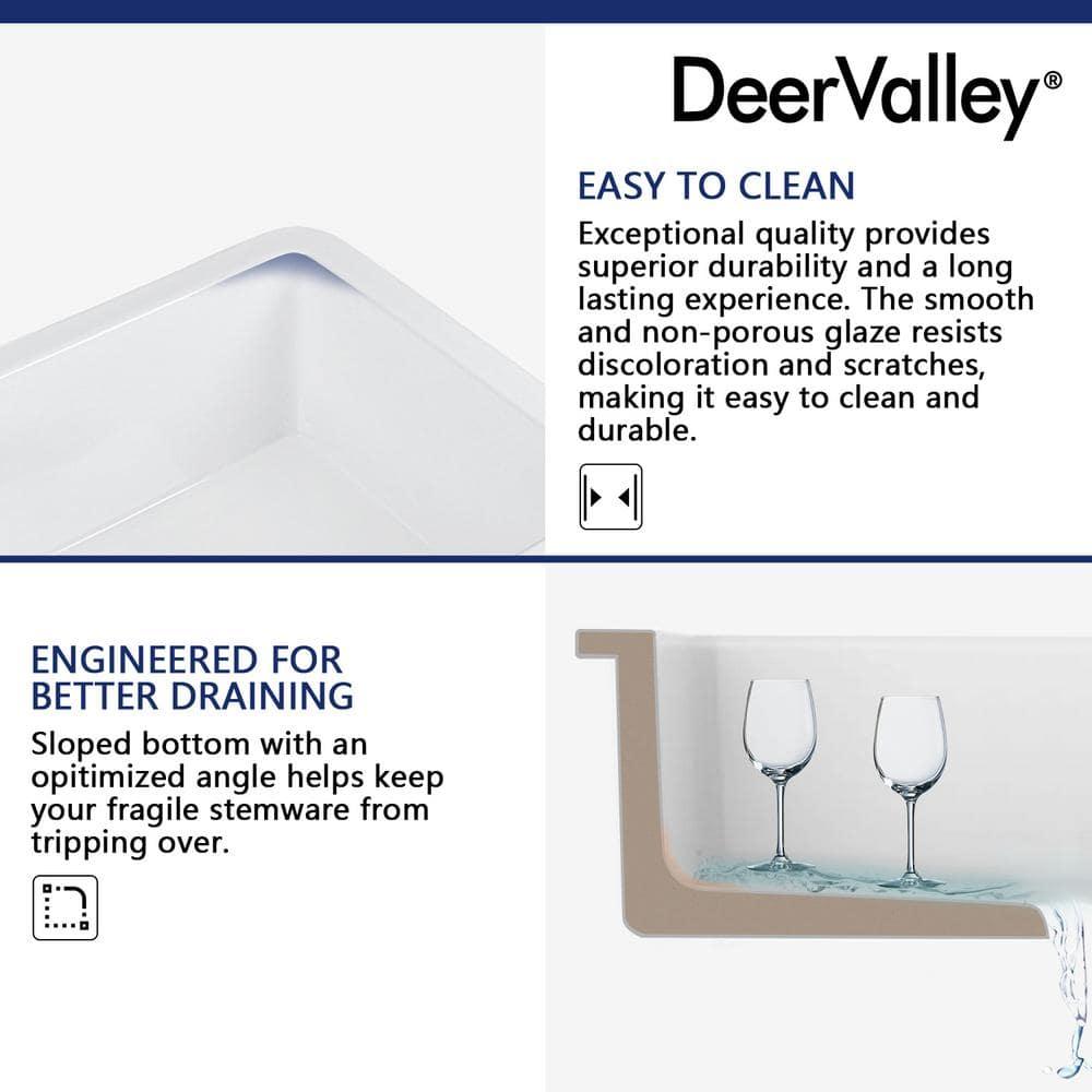 24" L x 19" W Rectangular White Fireclay Undermount Kitchen Sink with Basket Strainer and Sink Grid