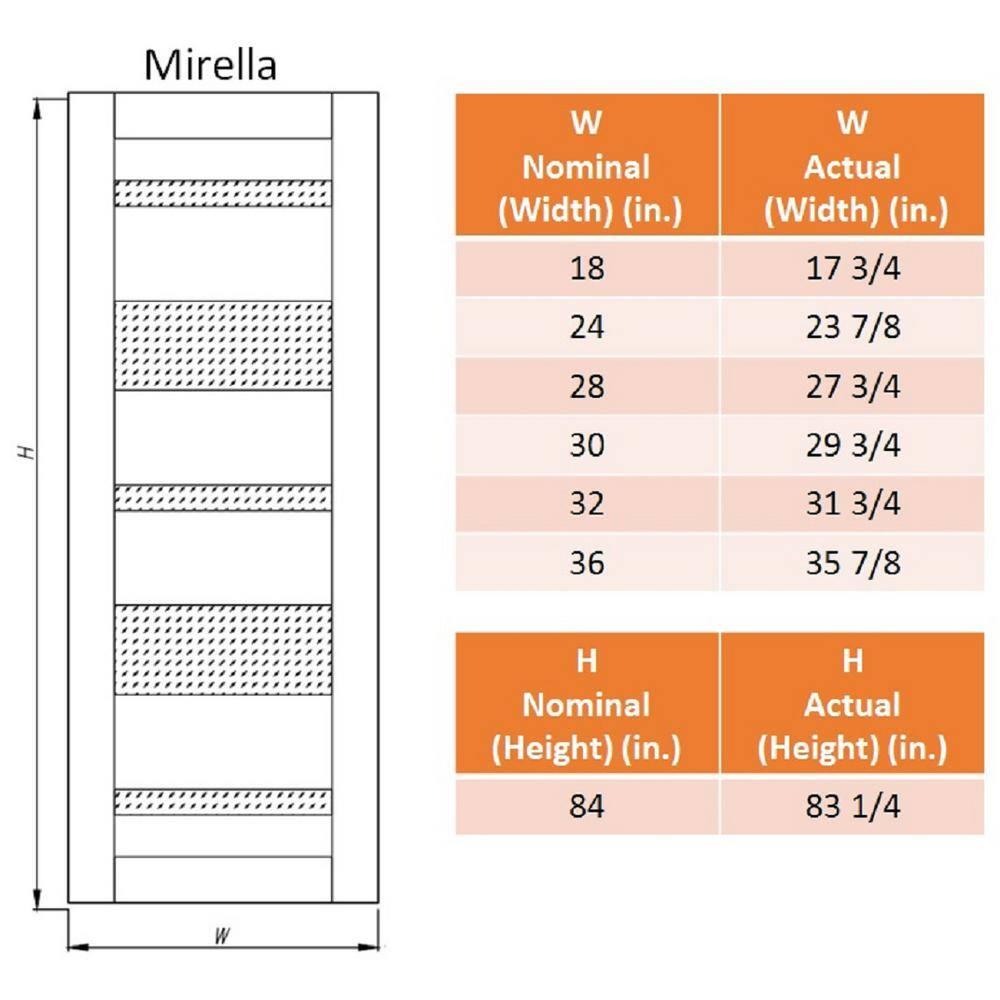 Belldinni Mirella Solid Manufactured Wood and Glass Barn Door with Installation Hardware Kit