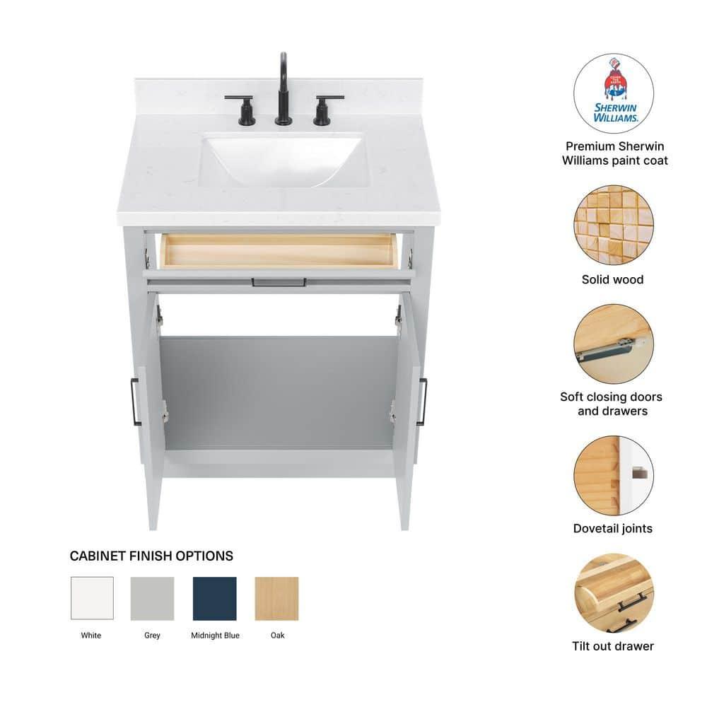 Tidworth 30.25'' Single Bathroom Vanity with Carrara Quartz Top