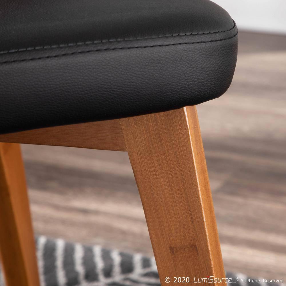 Bocello Mid-Century Modern Chair Black/Walnut - LumiSource: Faux Leather, Wood Frame, Armless