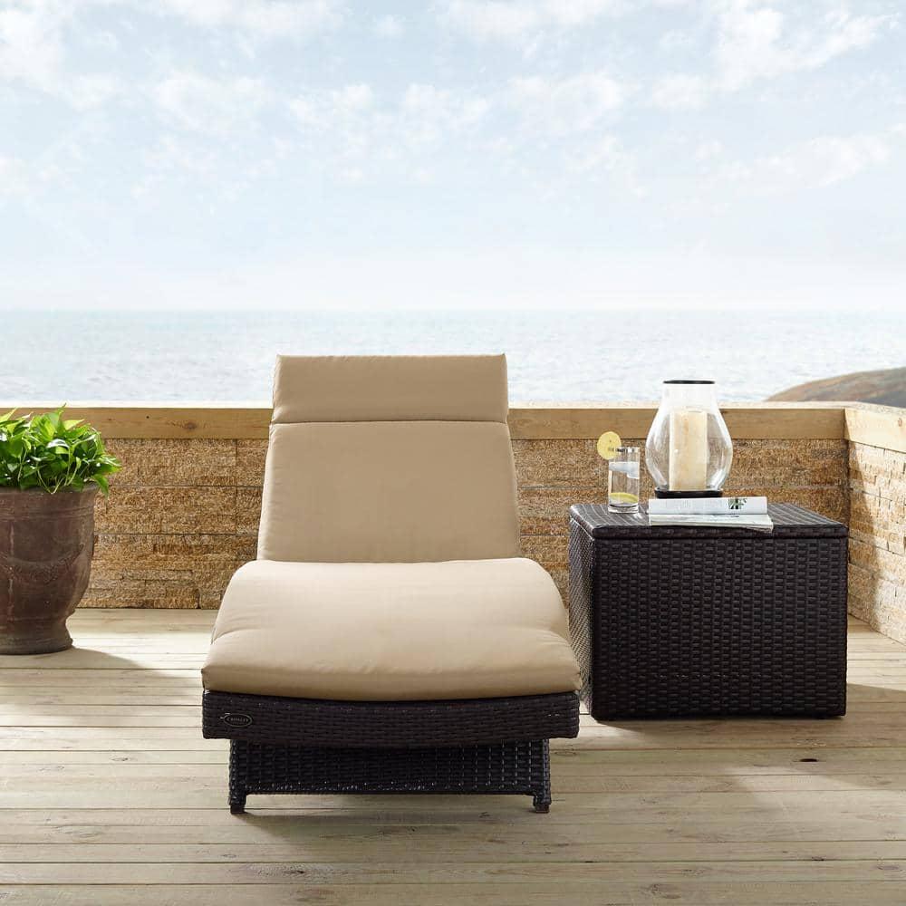 Biscayne Chaise Lounge with Mocha Cushion Brown - Crosley: Steel Frame, Weather-Resistant, Adjustable Back