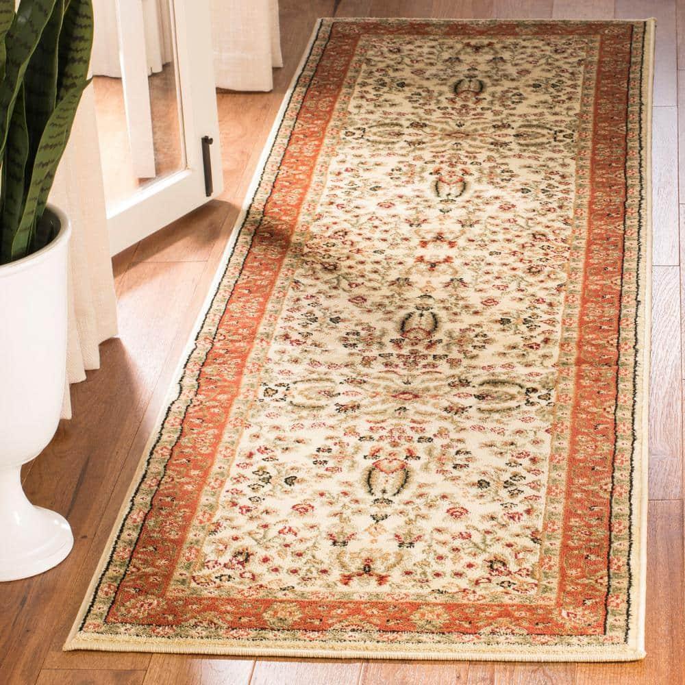 Lyndhurst LNH212 Power Loomed Runner Rug - Ivory/Rust - 2'3"x8' - Safavieh