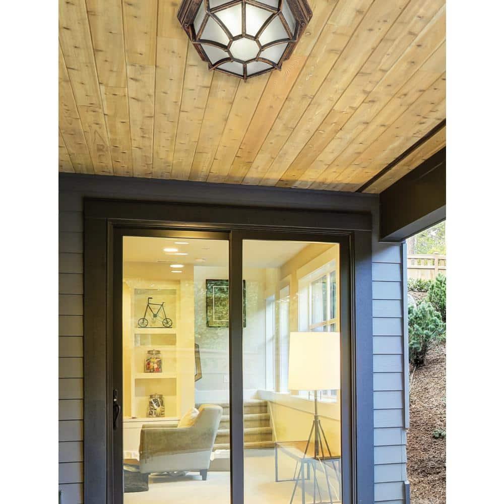 Trans Globe Lighting 40582 Wagon Wheel 1 Light Outdoor Flush Mount Ceiling Fixture - Rust