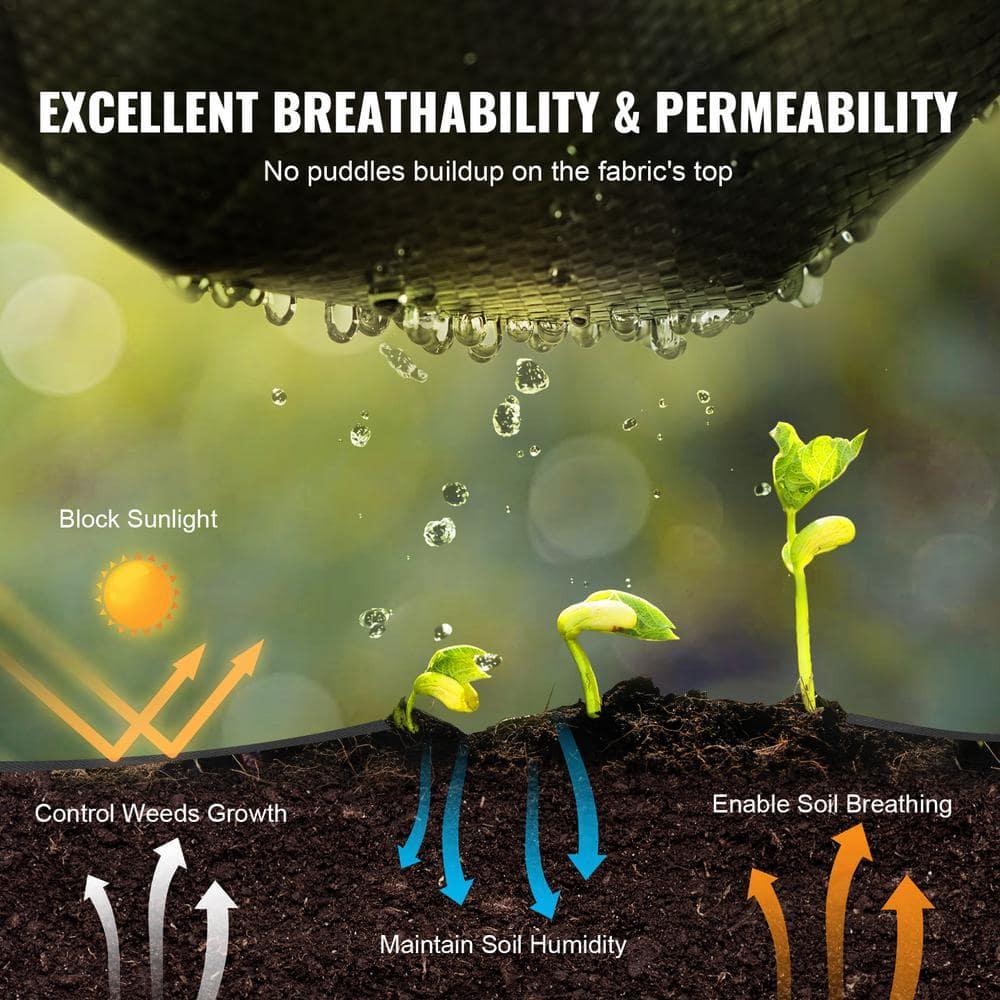 VEVOR Weed Barrier Landscape Fabric,Heavy Duty Garden Weed Fabric,Ground Cover, Weed Blocker Weed Mat 3 x 50FT,3.2OZ