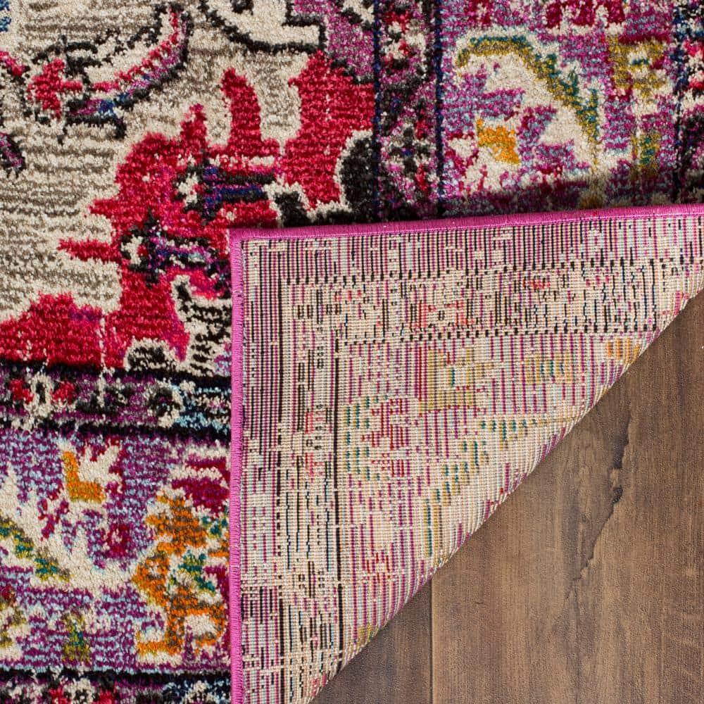 Monaco MNC243 Power Loomed Indoor Area Rug - Violet/Fuchsia - 5' Round - Safavieh