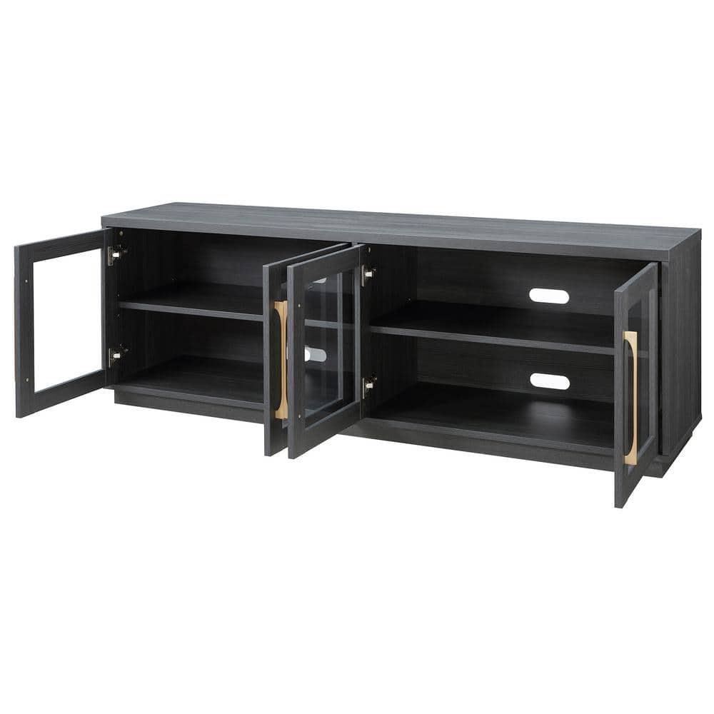 Evelyn&Zoe Donovan Rectangular TV Stand for TV's up to 75", Charcoal Gray