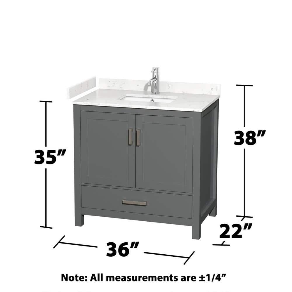 Wyndham Collection Sheffield 36" Metal Single Bathroom Vanity in Dark Gray