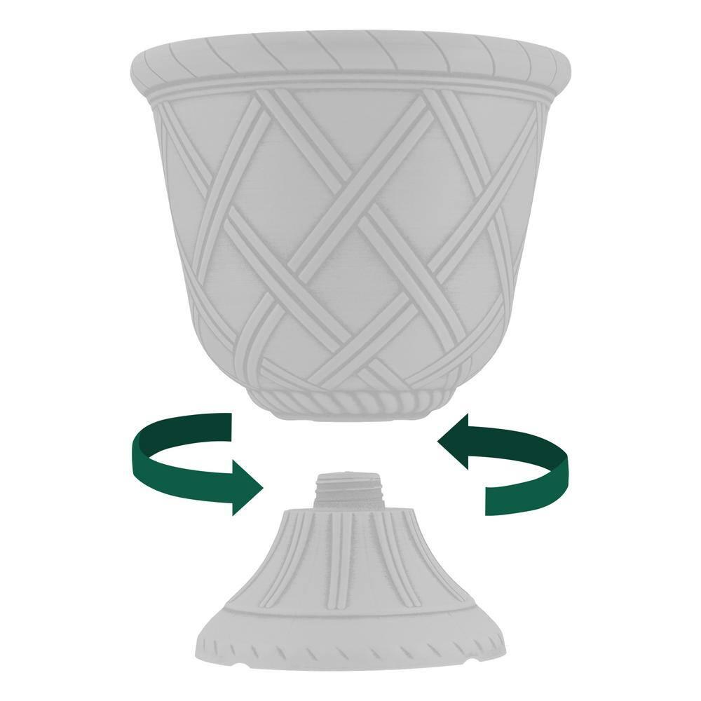 PL60GD Lattice Plastic Garden Urn, Classic Decorative Garden Pot Planter for Indoor and Outdoor Plants, Gold