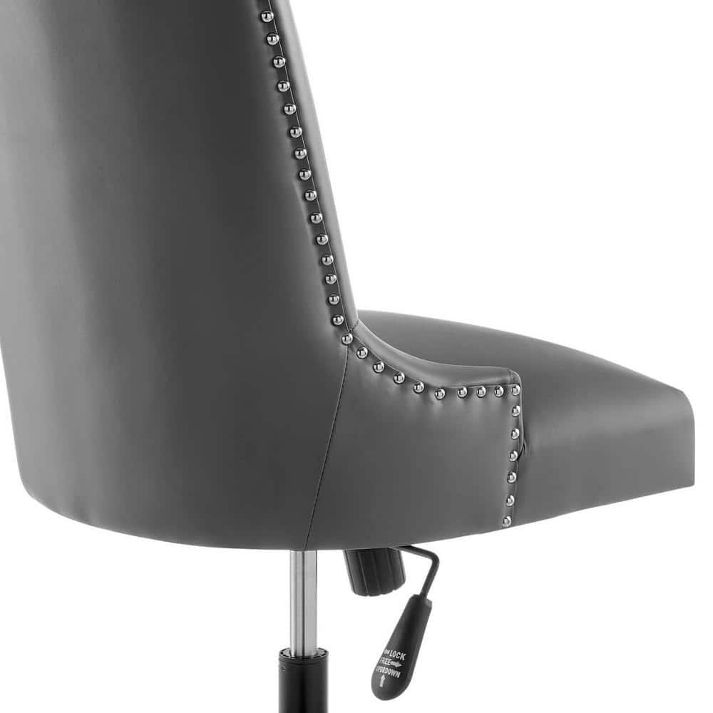 Modway Empower Channel Tufted Vegan Leather Office Chair in Black Gray