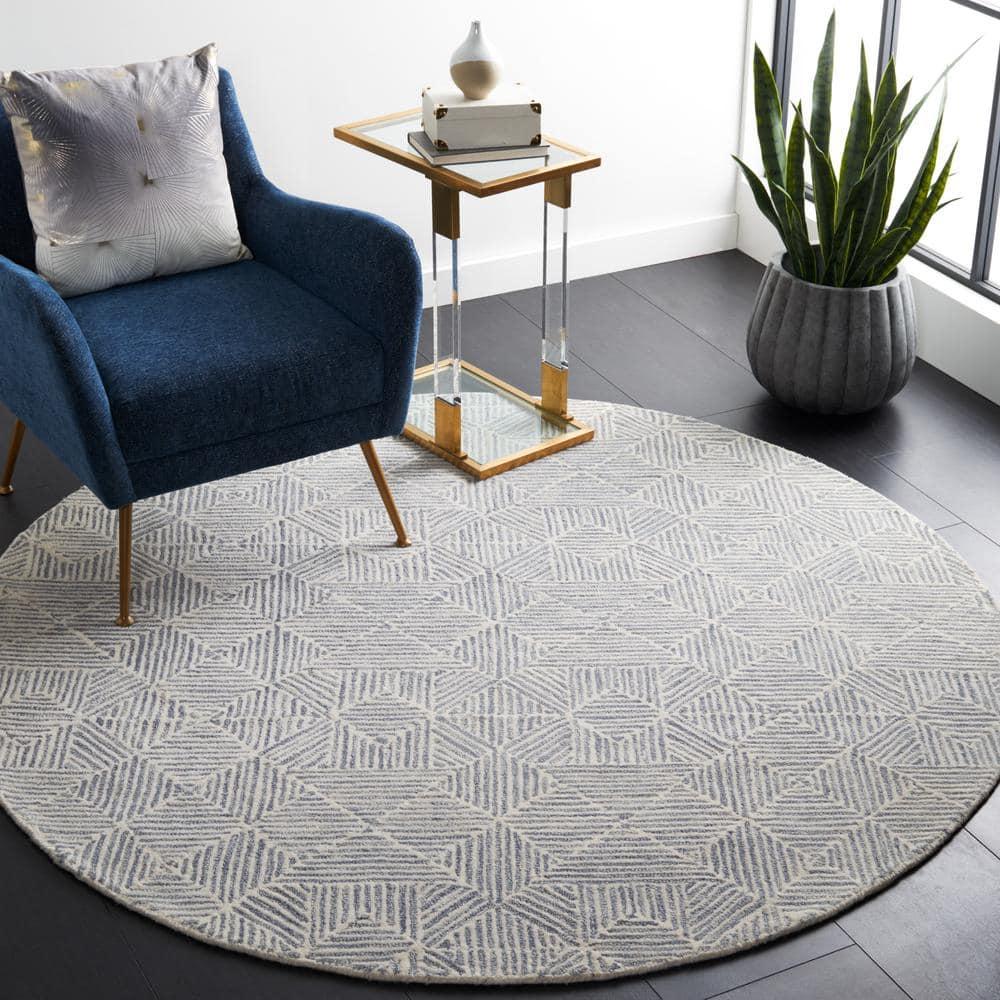 Abstract ABT763 Handmade Indoor Area Rug - Grey/Ivory - 6' Round - Safavieh