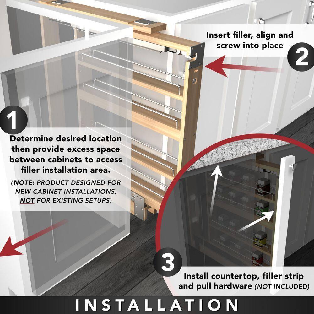 Rev-A-Shelf Pull Out Wall Filler Cabinet Wooden Organizer