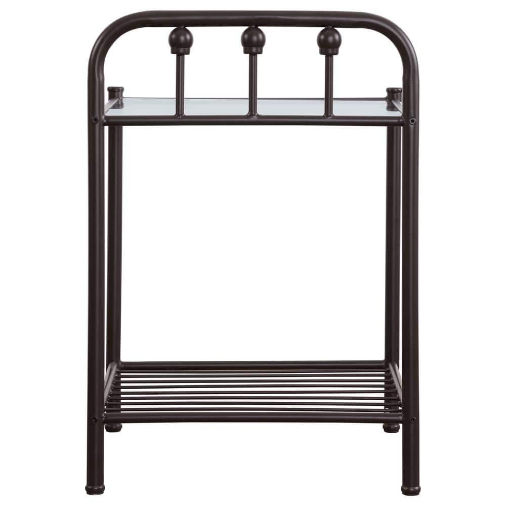 Coaster Livingston Traditional 1 Shelf Metal Nightstand with Glass Top Dark Bronze