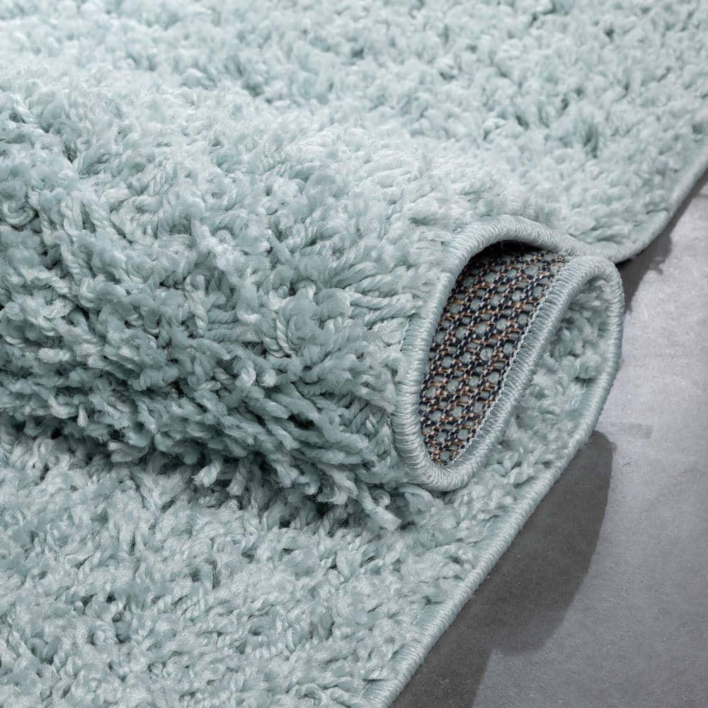 Papastamelos Basics Emerson Plain Textured Seafoam Green Shag Area Rug