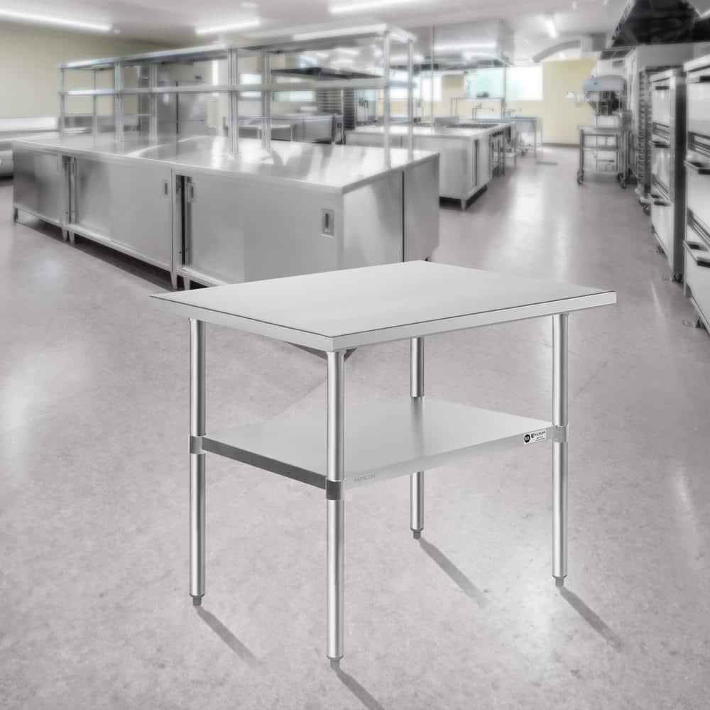 GRIDMANN 30" D x 34.5" H Stainless Steel Prep Station with Undershelf