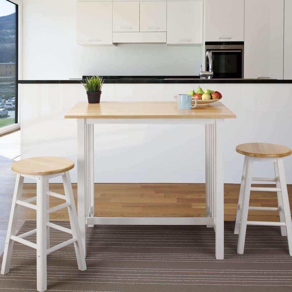 3-Piece Breakfast Set made with Solid Wood - White
