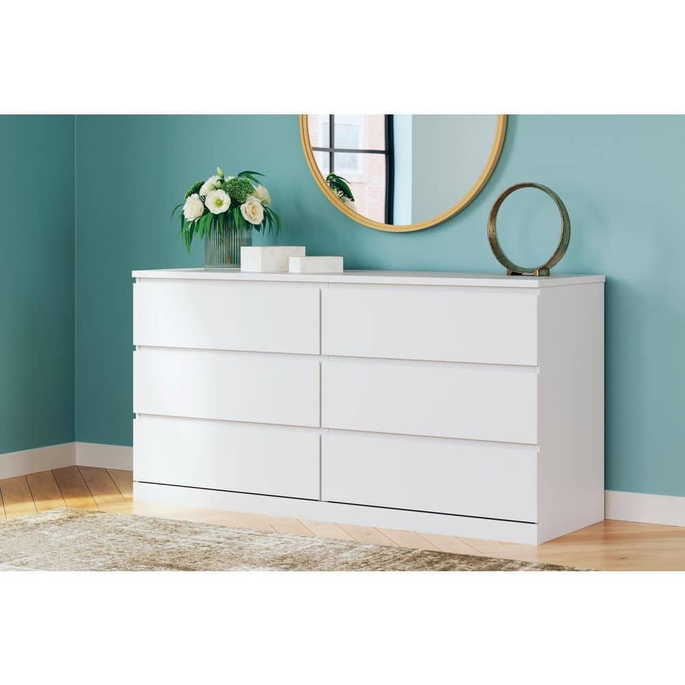 Signature Design by Ashley Onita Modern 6 Drawer Dresser, White