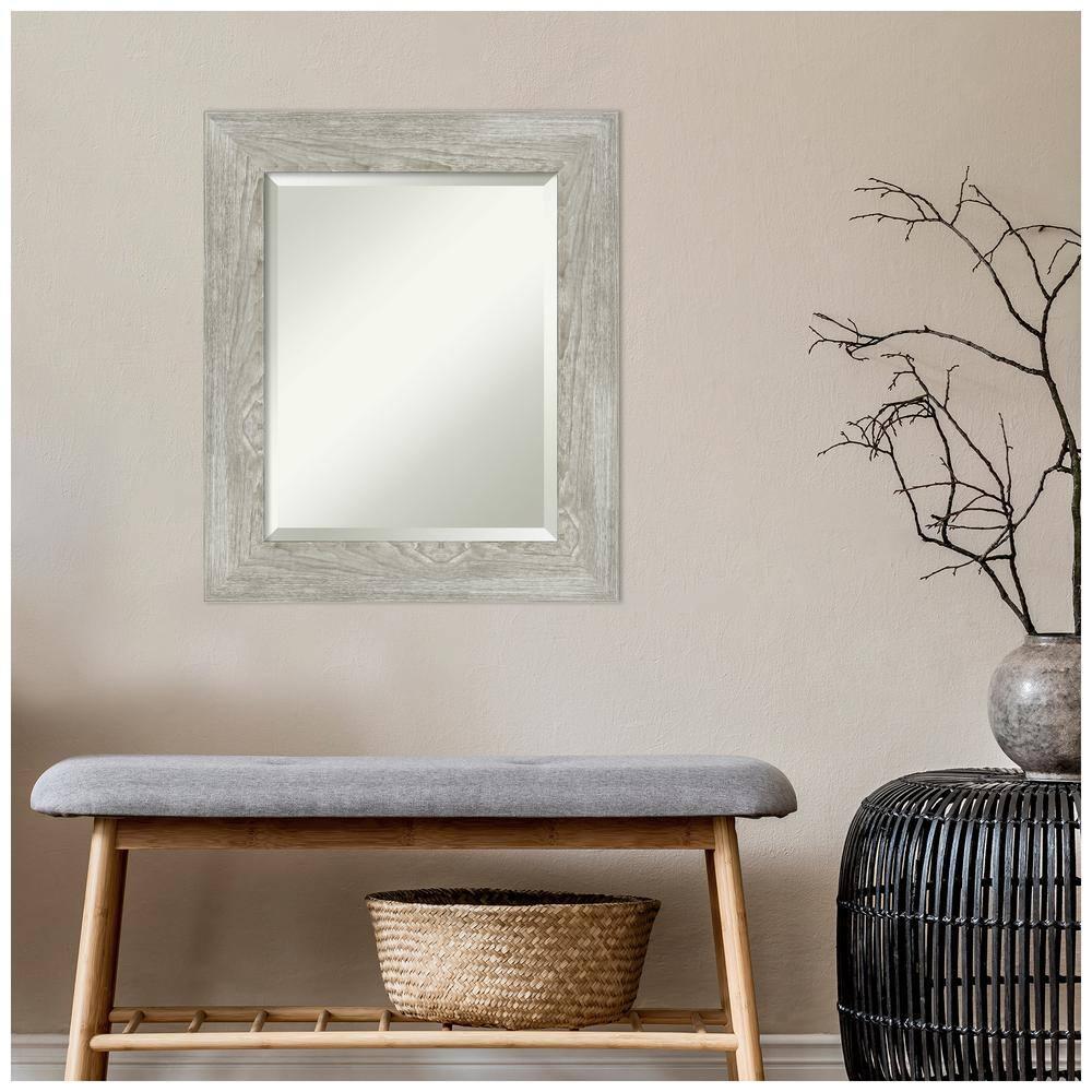 22" x 26" Dove Graywash Framed Bathroom Vanity Wall Mirror - Amanti Art: Modern, Beveled, Wood Frame