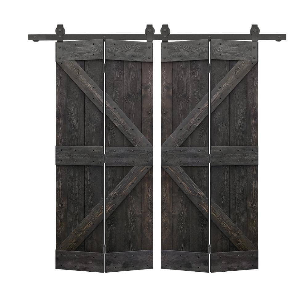 Calhome 84'' Solid Wood Barn Doors Painted without Installation Hardware Kit Barn Door