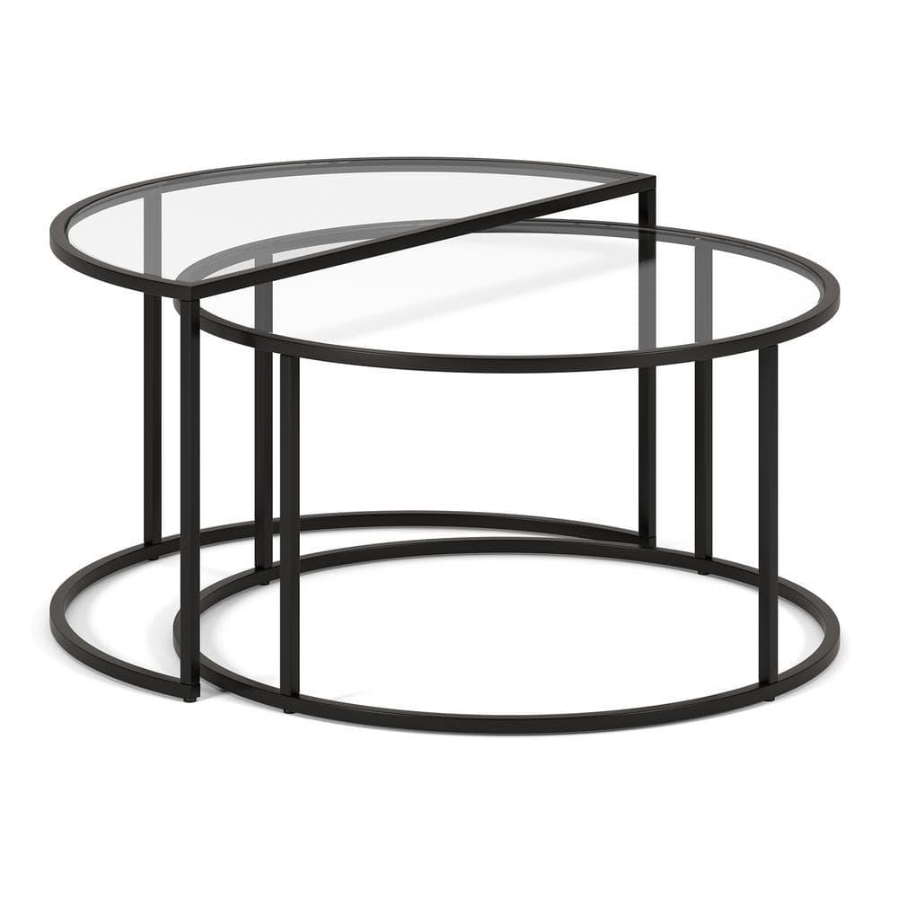 Evelyn&Zoe Luna Round & Demilune Nested Coffee Table, Blackened Bronze