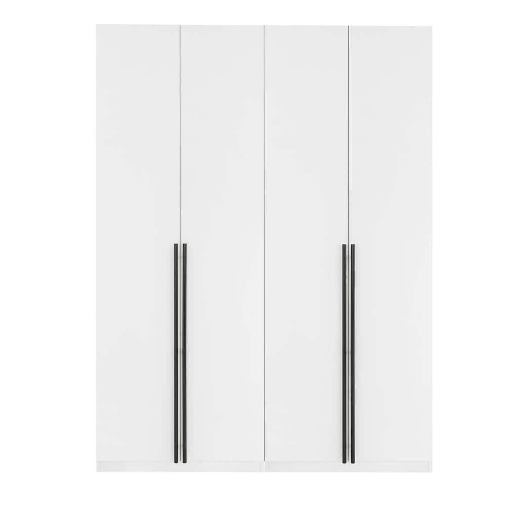 Manhattan Comfort 2pc Lee 4 Door and 8 Shelf Module Wardrobe White: Modern Storage, MDF, Metal Hardware