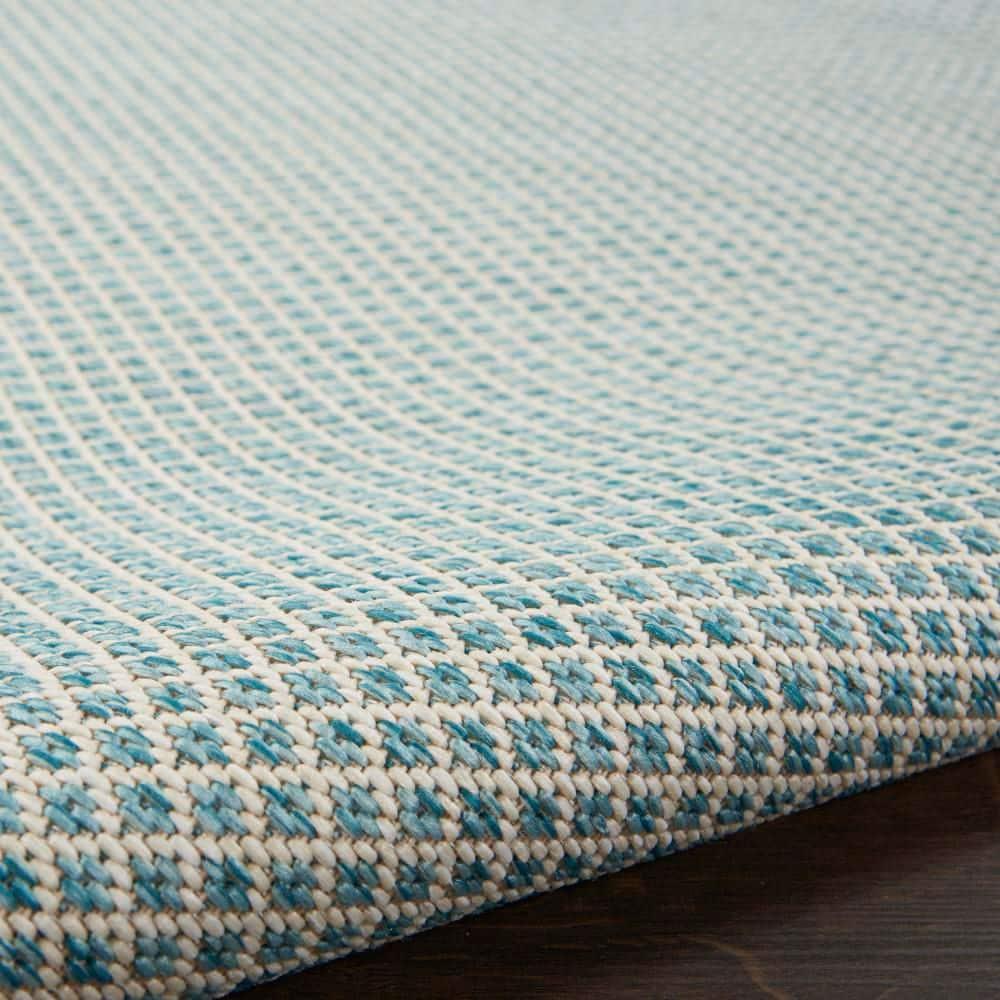 Nourison Courtyard COU01 Indoor/outdoor Area Rug - Ivory Aqua 3' x 5'