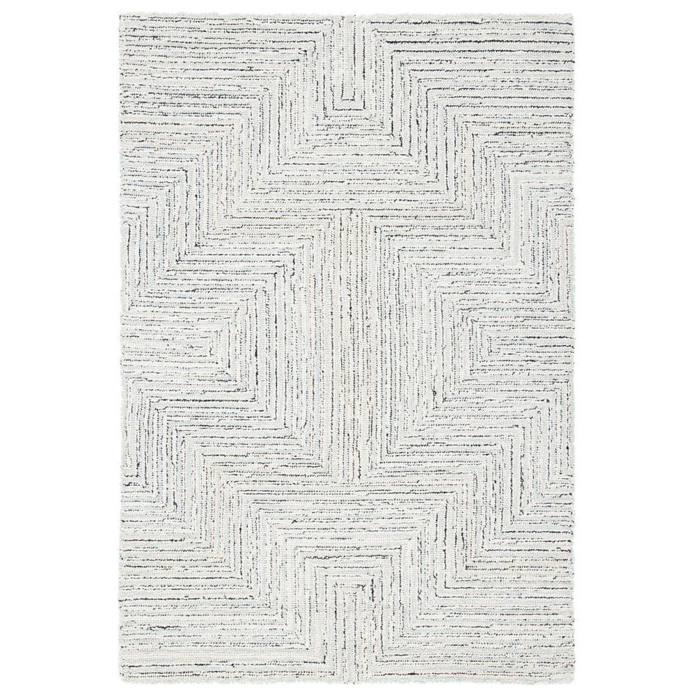 SAFAVIEH Micro-Loop Darden Geometric Area Rug, Light Grey/Ivory, 2' x 3'