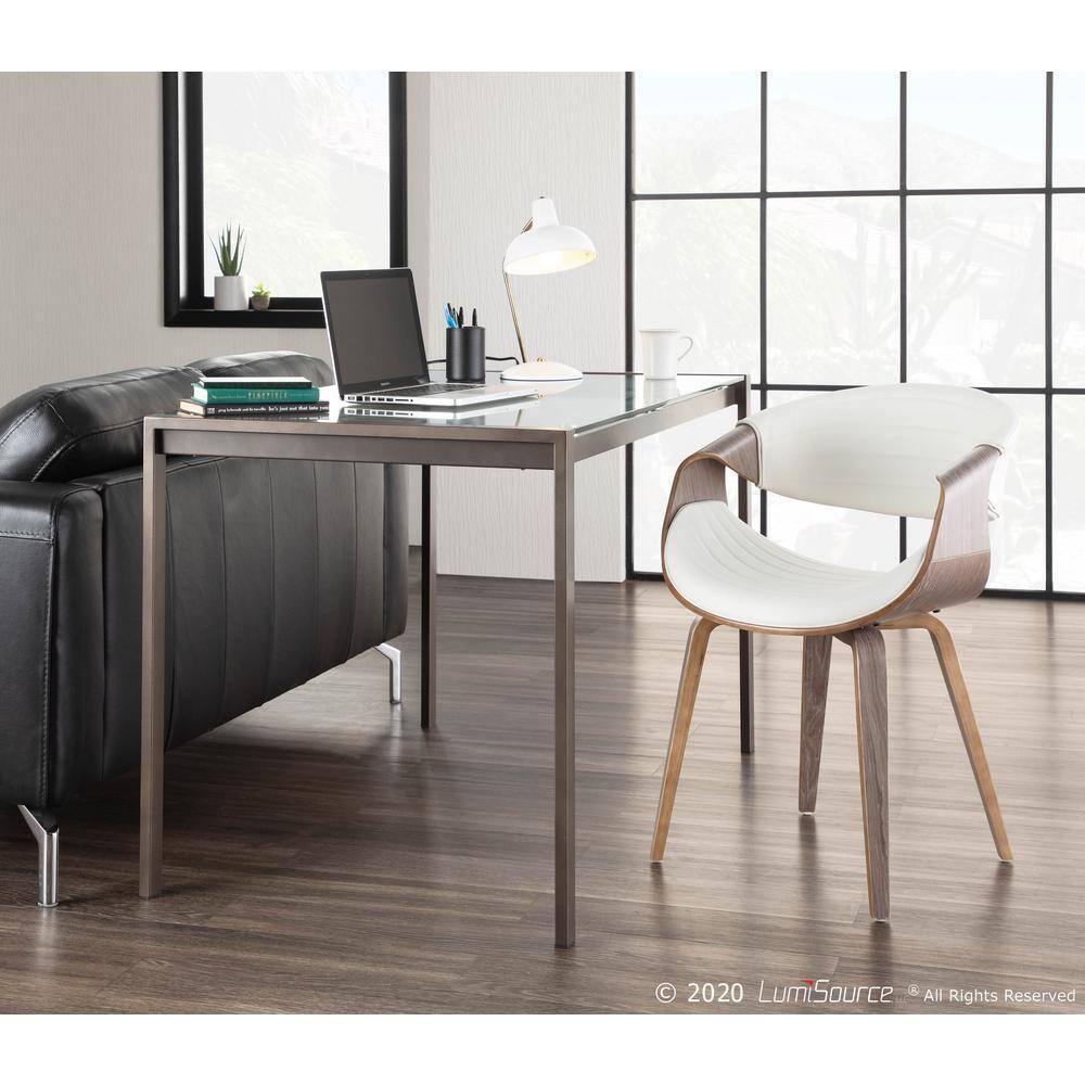 Symphony Mid-Century Modern Dining Accent Chair: Faux Leather, Wood Legs, Tufted - LumiSource