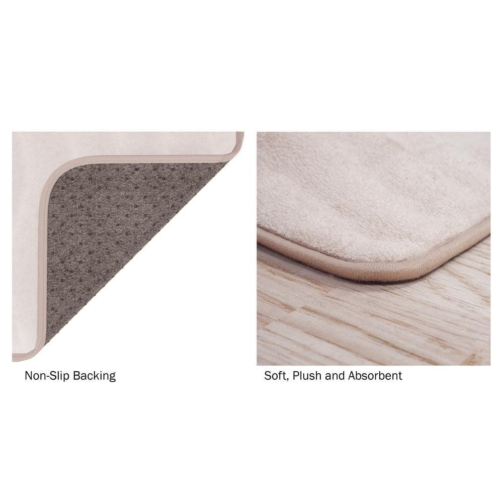 Ivory Memory Foam Bath Rug Set with Non-Slip Backing