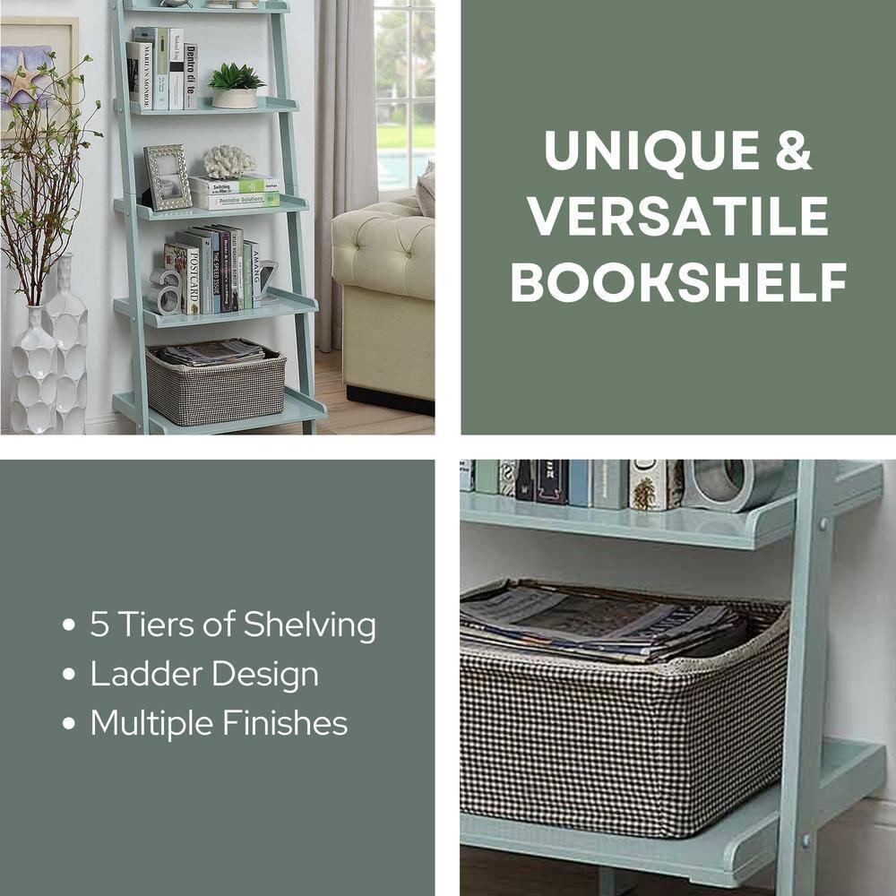 Convenience Concepts American Heritage 5-Shelf Ladder Bookcase, Sea Foam