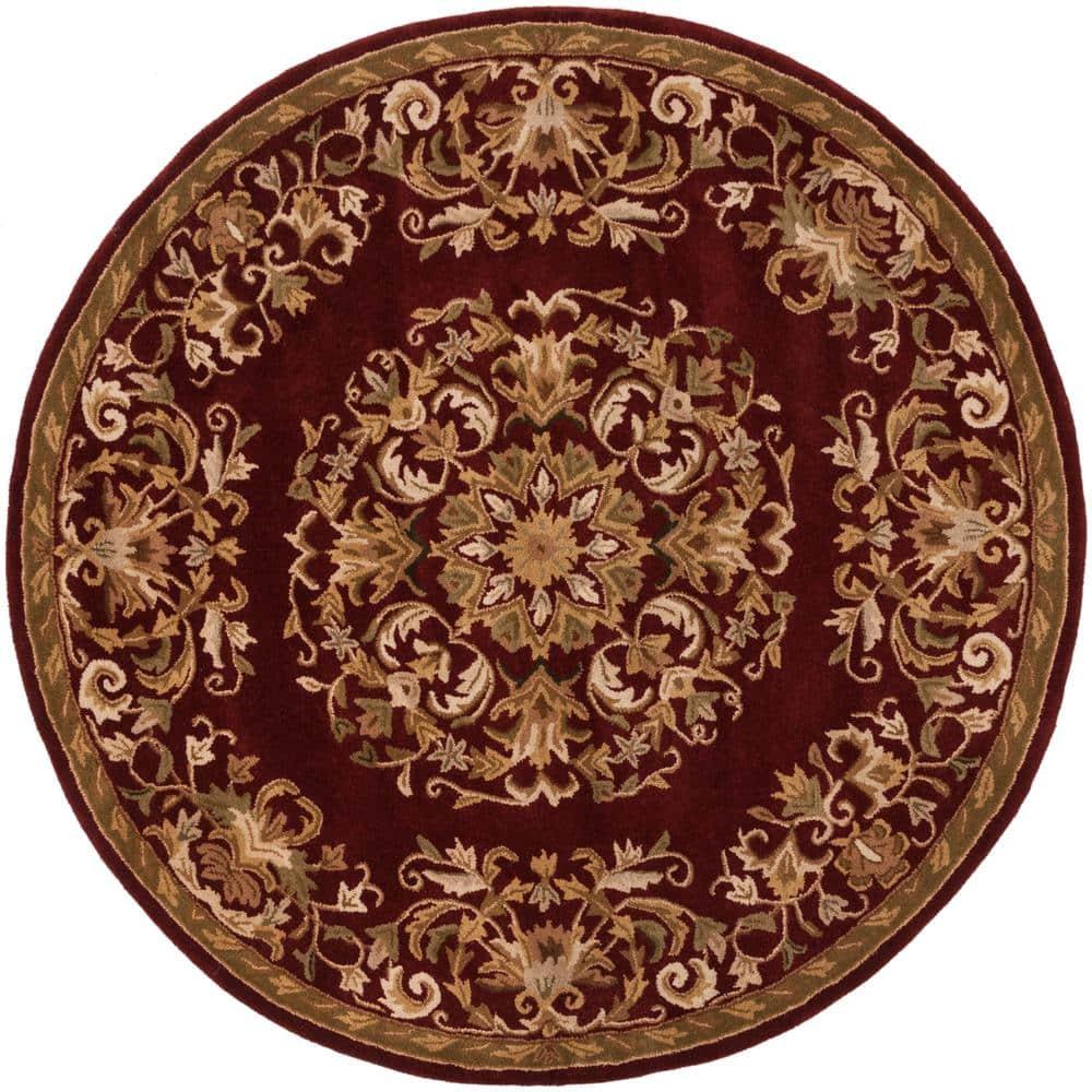 Heritage HG640 Handmade Area Rug - 6' Round - Red - Safavieh