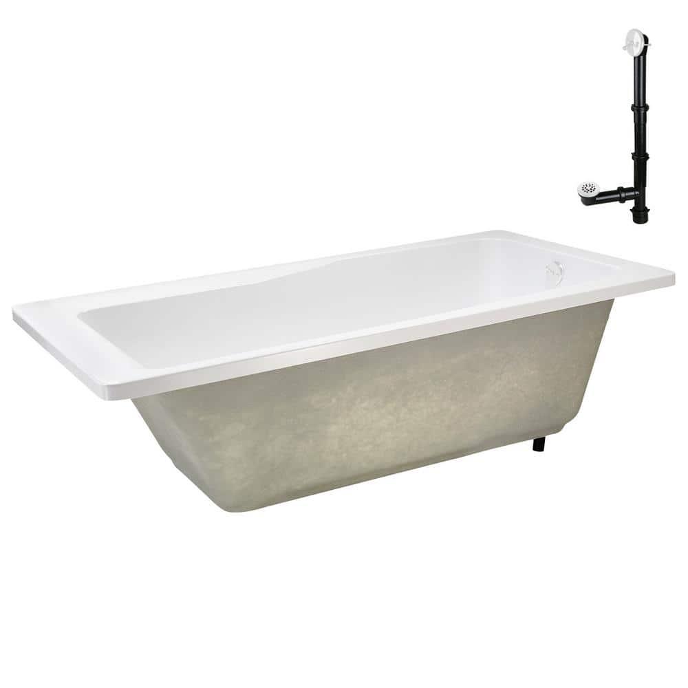 60'' x 32'' Acrylic Soaking Drop-In Bathtub, Drain Included