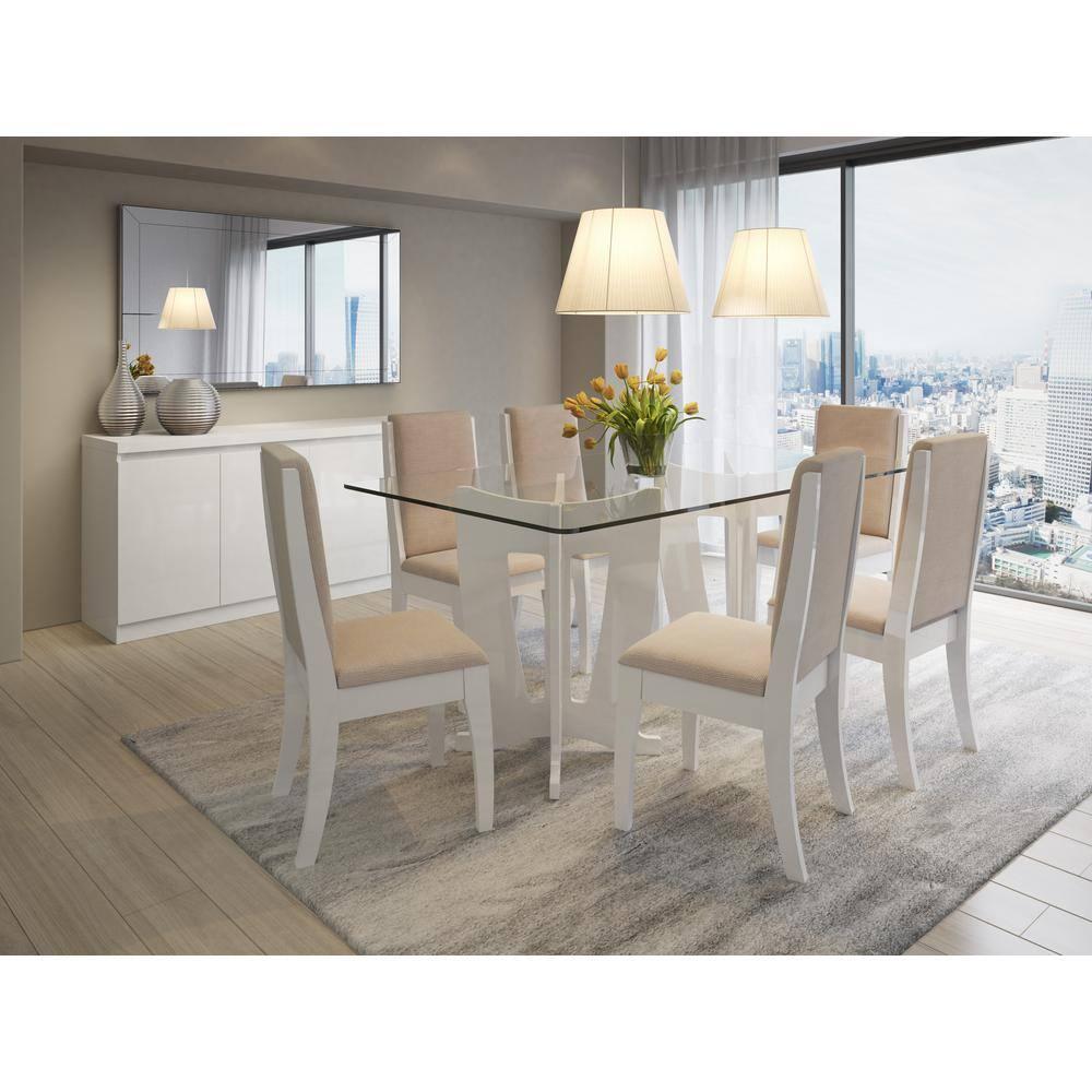 Manhattan Comfort 62.99" Viennese Buffet Cabinet Gloss White: Modern Storage Console, 4 Doors