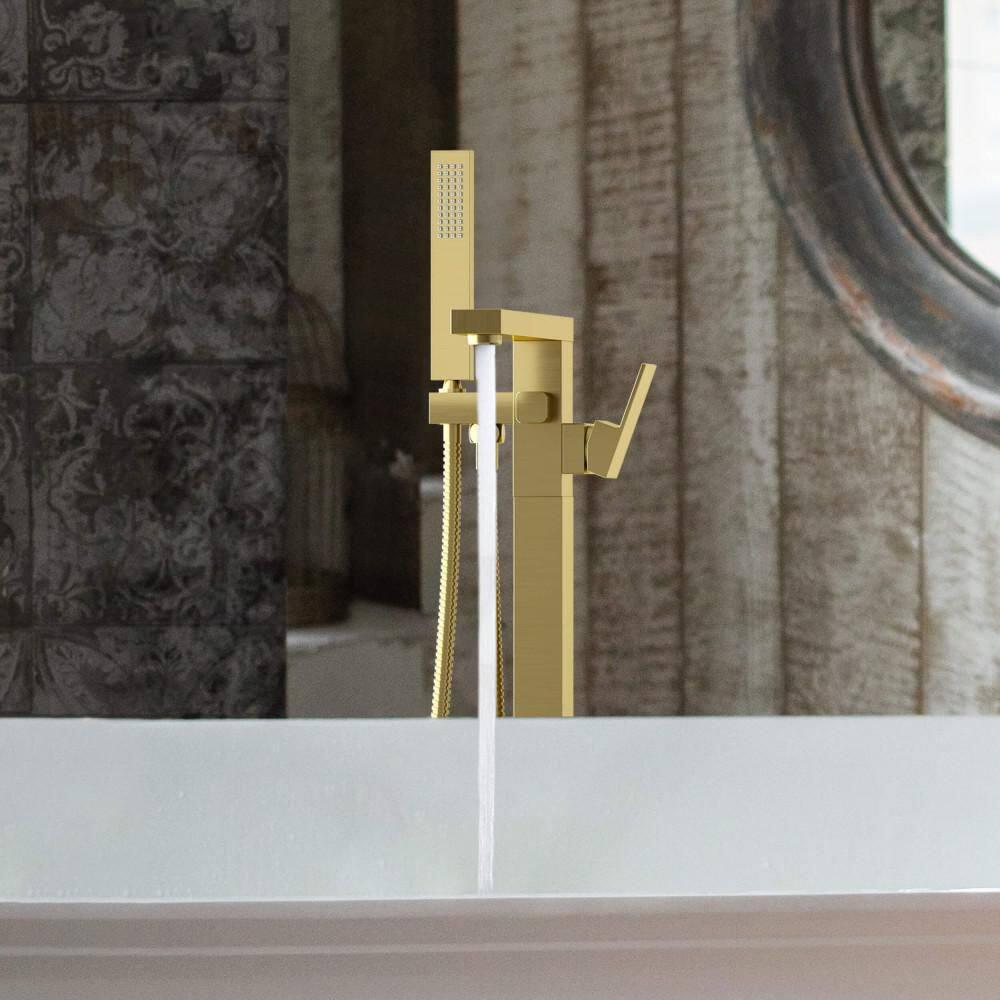 Cube Floor Tub Spout with Diverter
