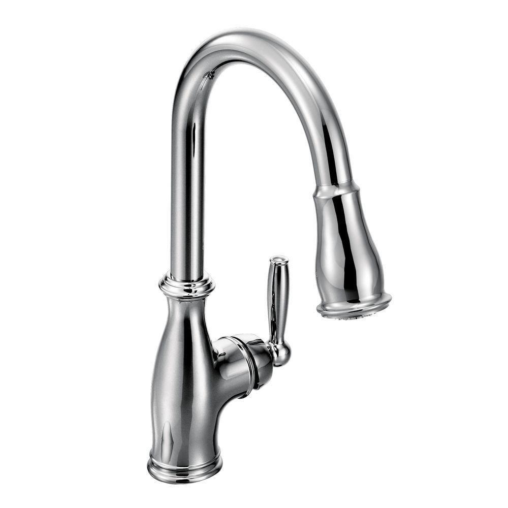 Brantford Pull Out Single Handle Kitchen Faucet with PowerBoost and Reflex
