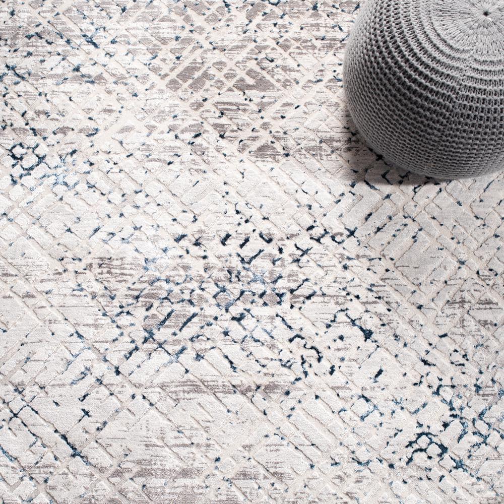 Amalfi AMF552 Power Loomed Area Rug - Cream/Navy - 5'3"x7'6" - Safavieh.