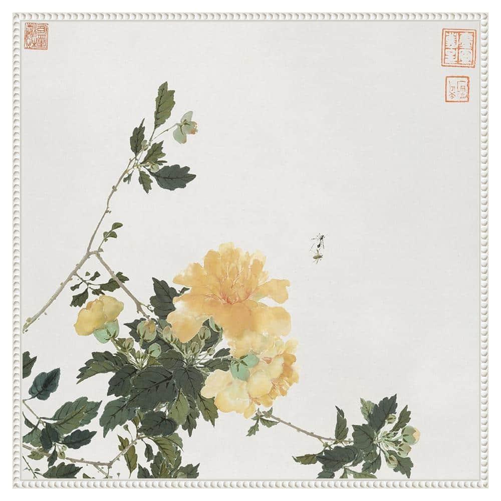 Amanti Art 30"x30" Insects and Flowers VI by Ju Lian Framed Canvas Wall Art Print