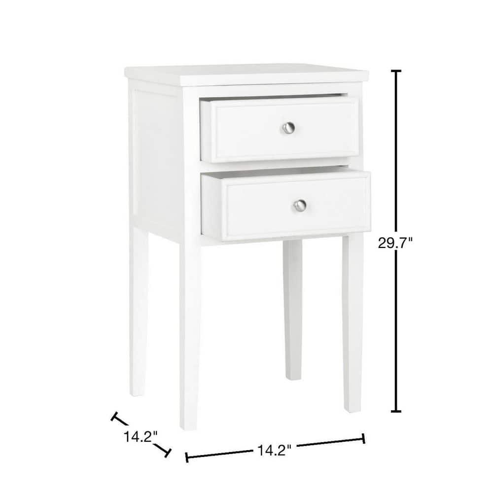 Toby Accent Table with Storage Drawers - White - Safavieh.