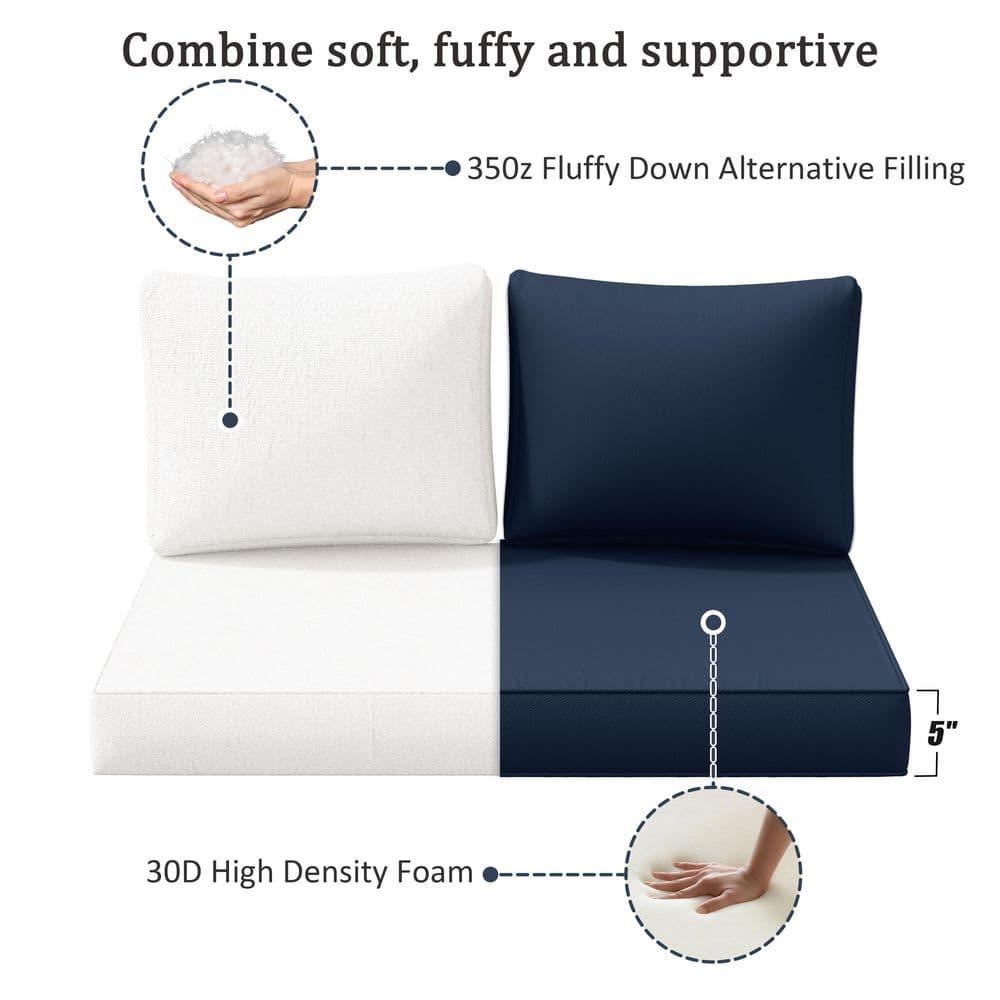 Outdoor Loveseat Cushion, Waterproof Fade & Tear Resistant Seat and Backrest Cushion Set for Patio Furniture,46x24 Inch, Navy