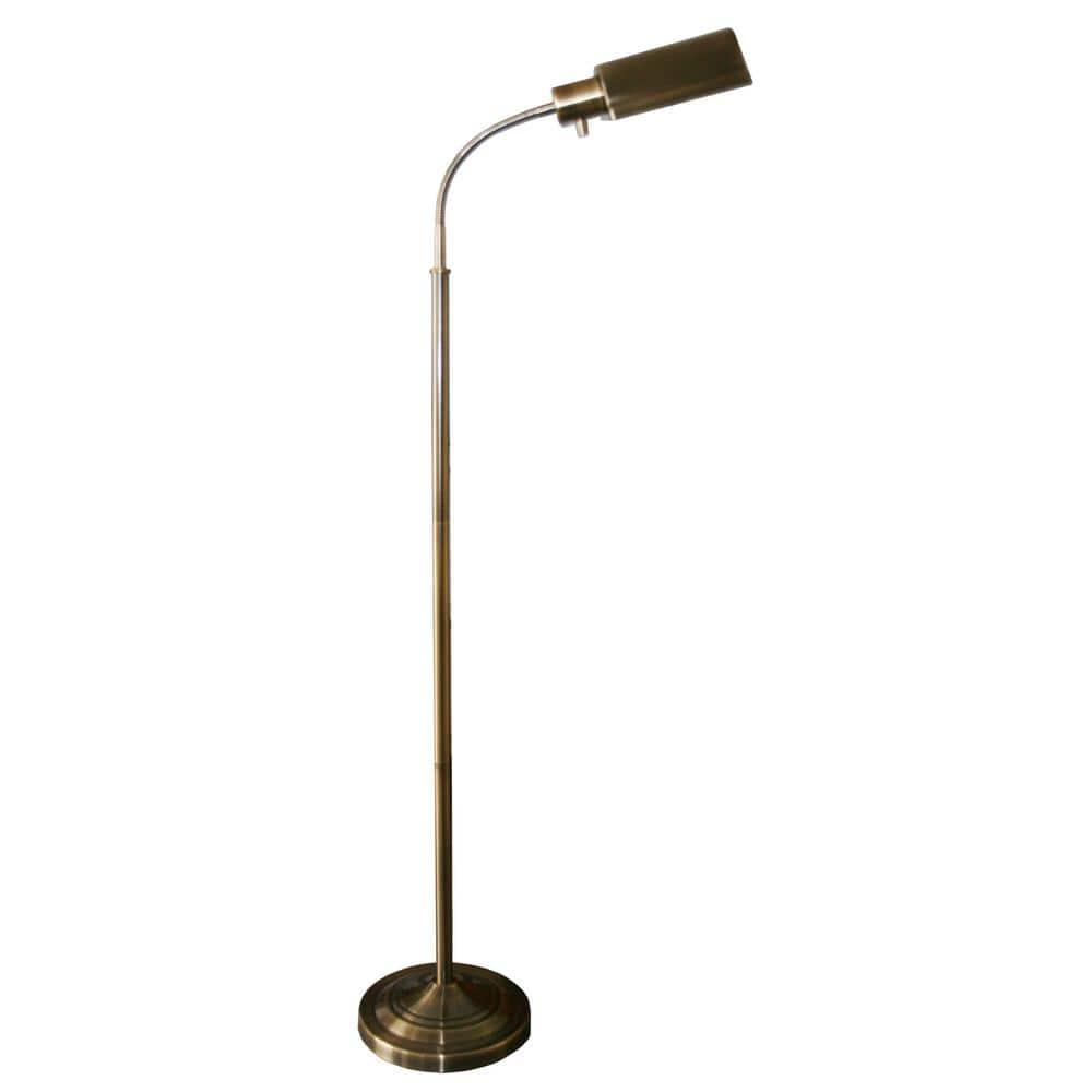 Daylight24 56” 1-Light Antique Brass Cordless Floor Lamp with Adjustable Gooseneck
