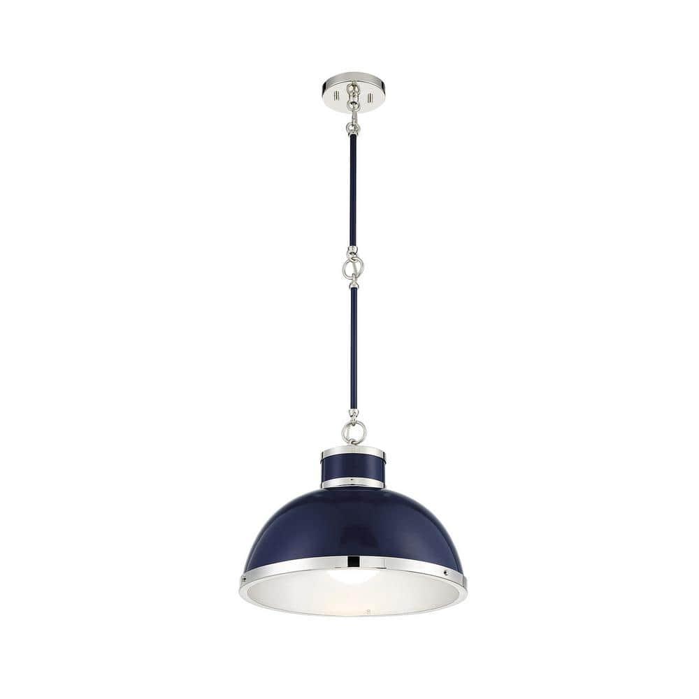 Savoy House Corning 1 - Light Pendant in  Navy/Polished Nickel
