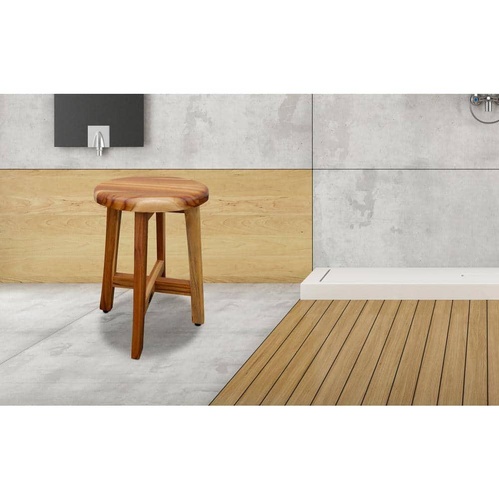 EcoDecors Shoji Teak Shower Stool 18" High Solid Teak Wood Shower Stool/Seat in Earthy Teak & Reviews | Wayfair