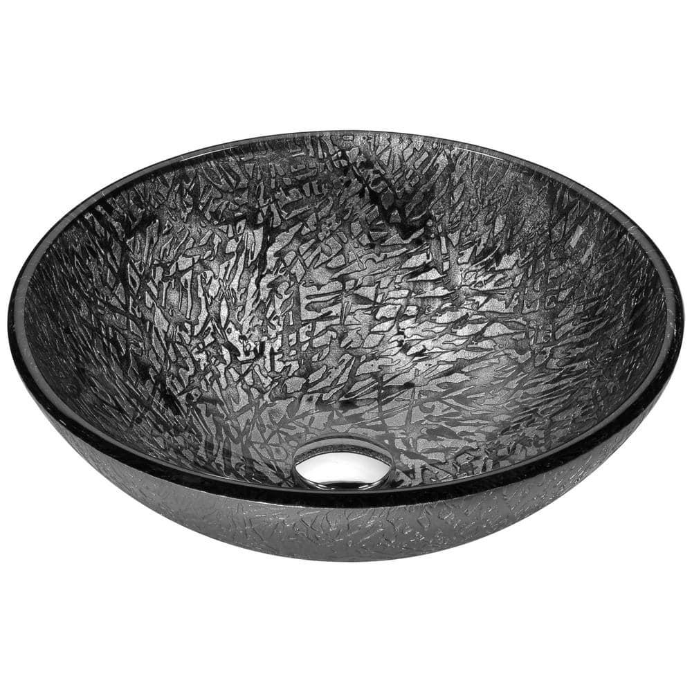 ANZZI Arc 16.5'' Gray Tempered Glass Circular Bathroom Sink